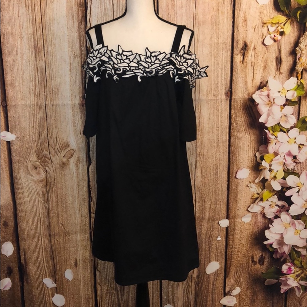 Black and White Cold Shoulder Dress
